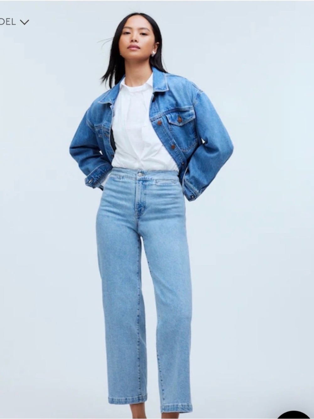 Madewell Emmett Wide Leg Light Wash Denim Jeans: Welt Pocket Edition